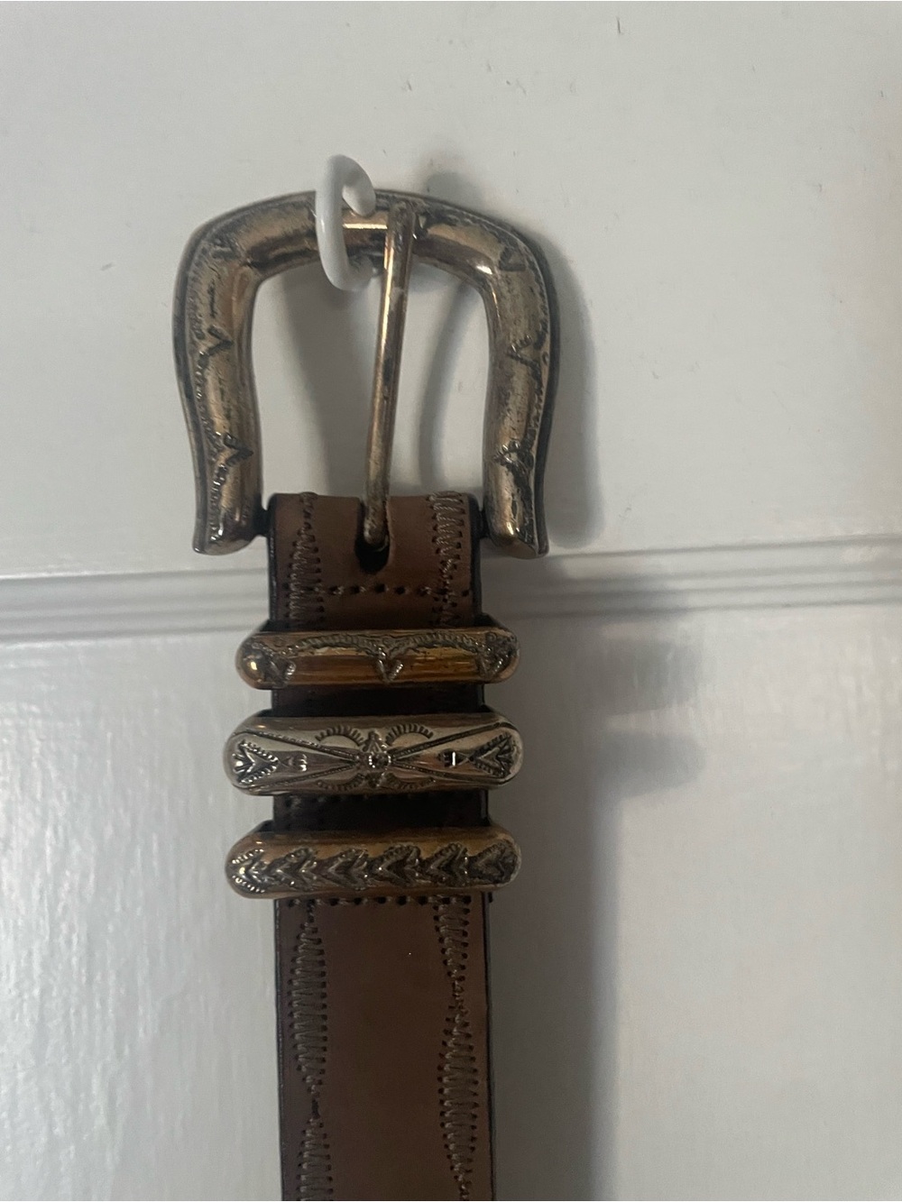 Brighton Classic Vintage Brown Leather Belt with Silver Buckle Sz M - Picture 4 of 7